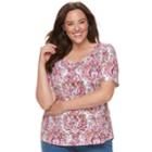 Plus Size Croft & Barrow&reg; Essential Elbow Sleeve Tee, Women's, Size: 3xl, Med Pink