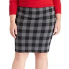 Plus Size Chaps Buffalo Check Pencil Skirt, Women's, Size: 1xl, Black