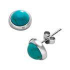 Sterling Silver Reconstituted Turquoise Stud Earrings, Women's, Blue