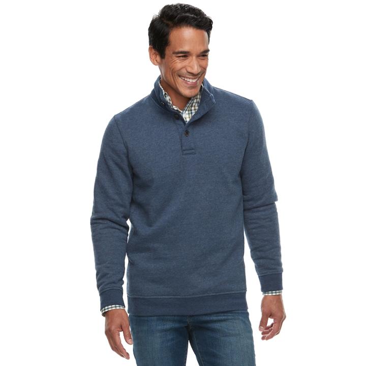 Men's Croft & Barrow&reg; Classic-fit Stretch Fleece Mockneck Pullover, Size: Small, Dark Blue