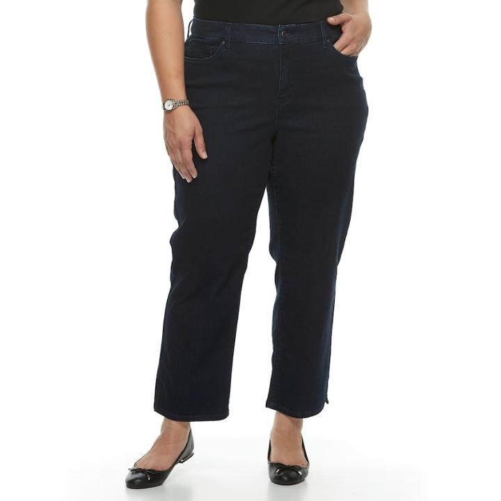 Plus Size Croft & Barrow&reg; Vented Ankle Jeans, Women's, Size: 16 W, Dark Blue