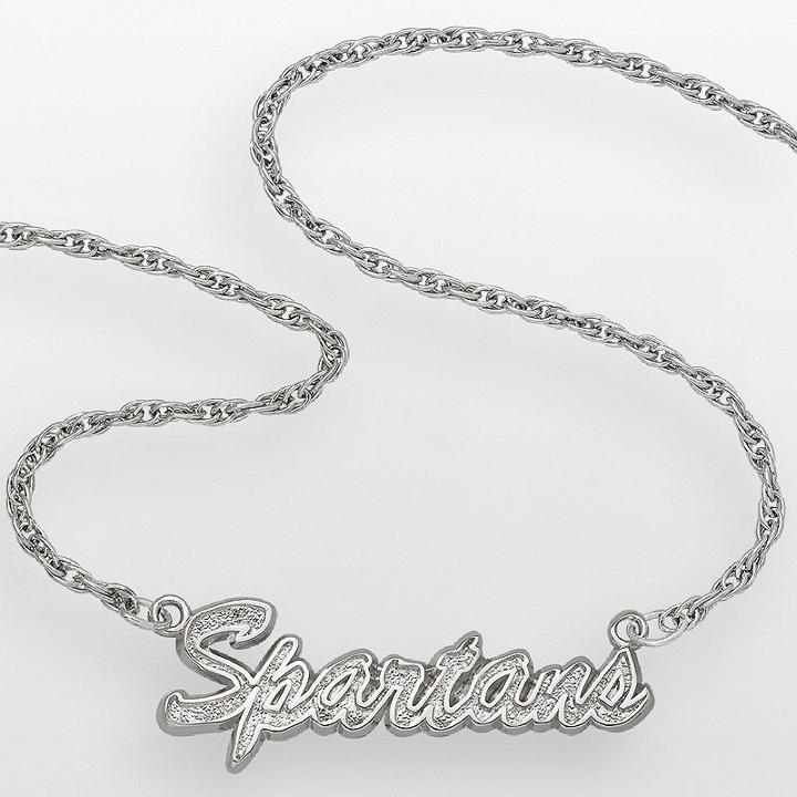 Michigan State Spartans Sterling Silver Script Pendant, Women's, Size: 18, Multicolor