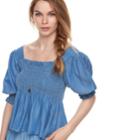 K/lab Squareneck Smocked Top, Kids Unisex, Size: Xl, Blue