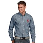 Men's Antigua Cleveland Indians Associate Plaid Button-down Shirt, Size: Xxl, Blue (navy)