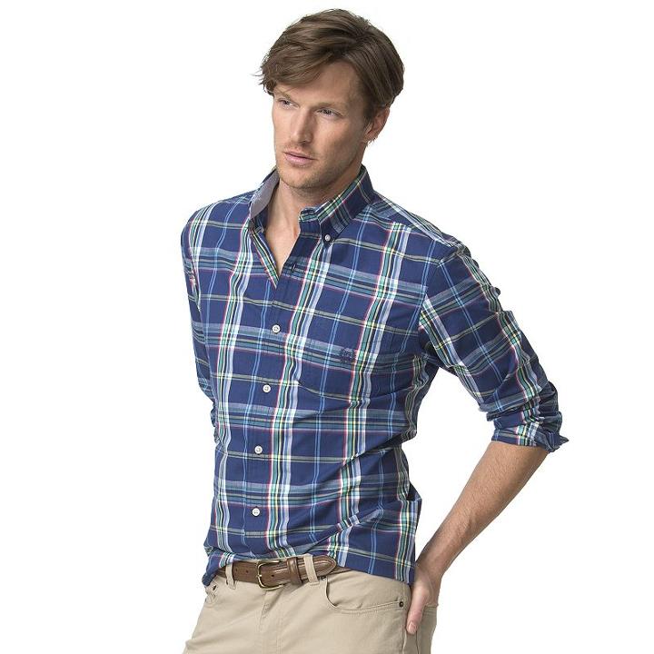 Big & Tall Chaps Classic-fit Plaid Poplin Button-down Shirt, Men's, Size: Xxl Tall, Blue