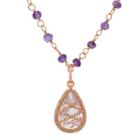 Amethyst 18k Rose Gold Over Silver Chain-wrapped Teardrop Necklace, Women's, Size: 18, Purple