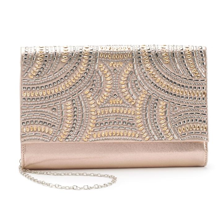 Gunne Sax By Jessica Mcclintock Nora Studded Satin Crossbody Clutch, Women's, Beig/green (beig/khaki)