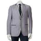 Men's Savile Row Modern-fit Gray Linen-blend Tipped Sport Coat, Size: 48 - Regular, Grey
