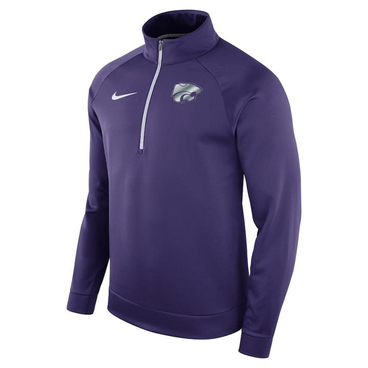 Men's Nike Kansas State Wildcats Quarter-zip Therma Top, Size: Medium, Purple