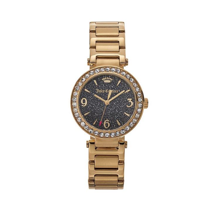 Juicy Couture Women's Victoria Crystal Stainless Steel Watch, Size: Medium, Gold