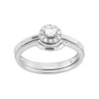 Sterling Silver 1/4 Carat T.w. Diamond Halo Engagement Ring Set, Women's, Size: 7, White