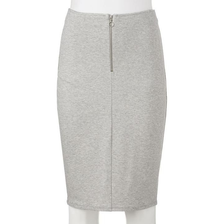 Juniors' Joe B Zip Front Midi Skirt, Girl's, Size: Medium, Light Grey