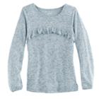 Girls 4-12 Sonoma Goods For Life&trade; Curved Ruffle Marled Top, Size: 6x, Blue
