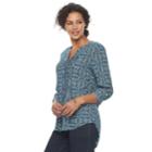 Women's Croft & Barrow&reg; Plaid Pintuck Shirt, Size: Medium, Blue