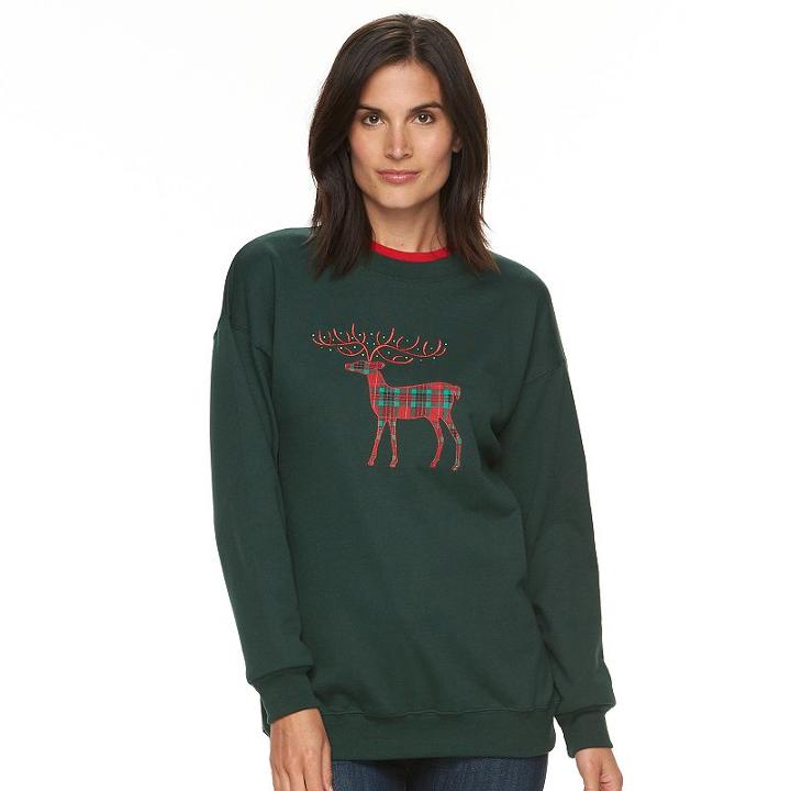 Women's Mccc Holiday Crewneck Sweatshirt, Size: Large, Lt Green