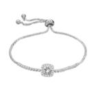 Brilliance Cubic Zirconia Halo Bolo Bracelet With Swarovski Crystals, Women's, White