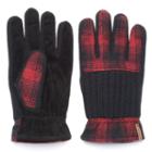 Men's Woolrich Plaid Fleece-lined Gloves, Size: Large, Red