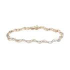 18k Gold Over Silver 1/10 Carat T.w. Diamond Twist Bracelet, Women's, Size: 7.5, White
