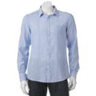 Men's Marc Anthony Slim-fit Striped Linen-blend Button-down Shirt, Size: Xxl, Light Blue