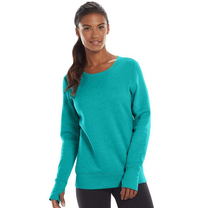 Women's Tek Gear&reg; Fleece Crewneck Sweatshirt, Size: Medium, Turquoise/blue (turq/aqua)