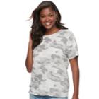 Juniors' Plus Size Mudd&reg; Weekend Crewneck Tee, Teens, Size: 3xl, White