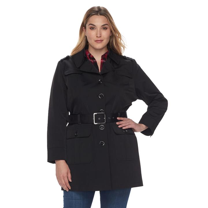 Plus Size Apt. 9&reg; Military Trench Coat With Belt, Women's, Size: 1xl, Black