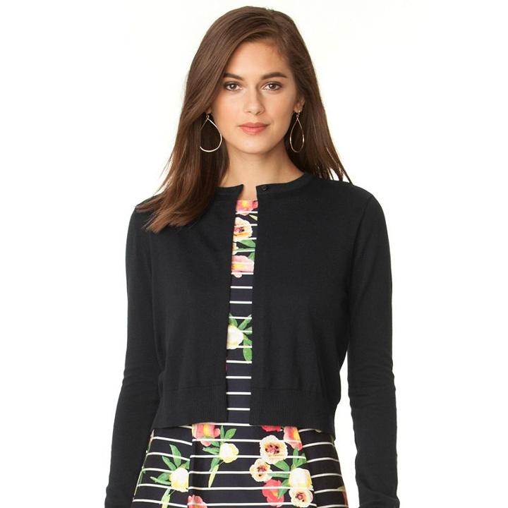 Women's Chaps Crop Cardigan, Size: Small, Black
