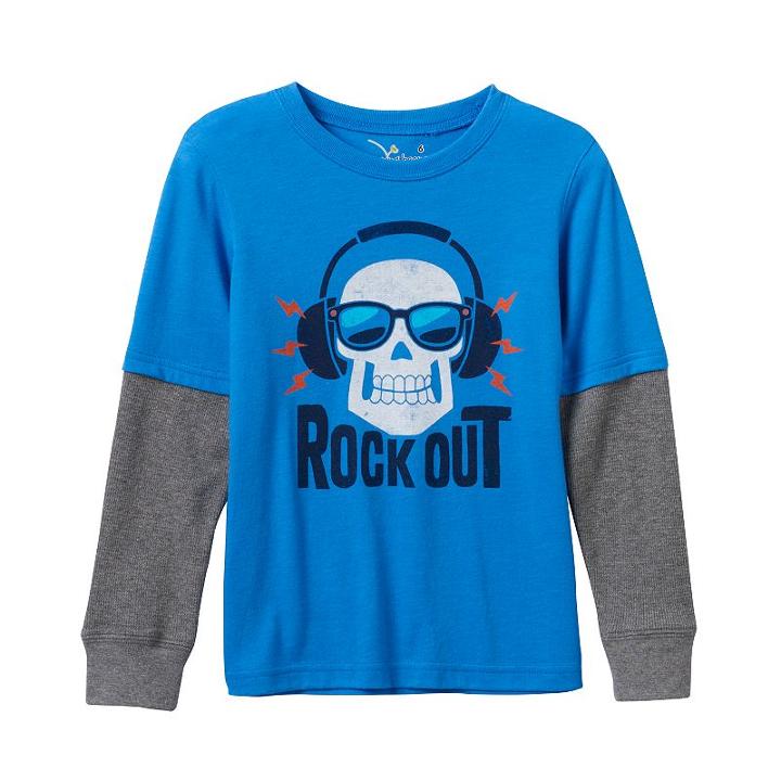 Boys 4-7x Jumping Beans&reg; Rock Out Skull Thermal Skater Tee, Boy's, Size: 4, Blue (navy)