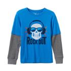 Boys 4-7x Jumping Beans&reg; Rock Out Skull Thermal Skater Tee, Boy's, Size: 4, Blue (navy)