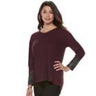 Women's French Laundry Mixed-media Faux-leather Top, Size: Xl, Purple