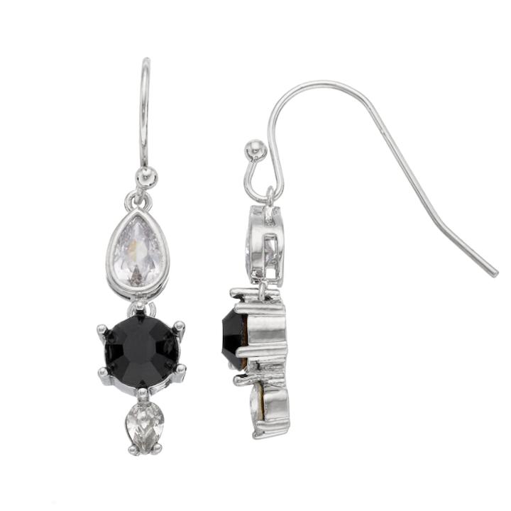 Lc Lauren Conrad Cubic Zirconia Teardrop Nickel Free Linear Earrings, Women's, Black