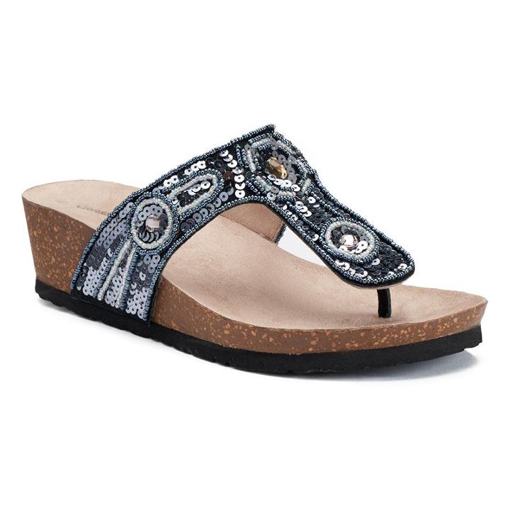 Croft & Barrow&reg; Women's Ortholite Beaded Wedge Sandals, Size: 7.5, Black