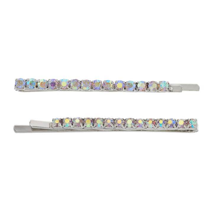 Simulated Crystal Bobby Pin Set, Women's, Silver