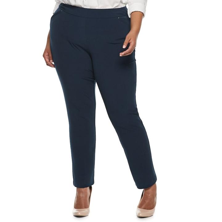 Plus Size Napa Valley Pull-on Pants, Women's, Size: 22 W, Blue (navy)