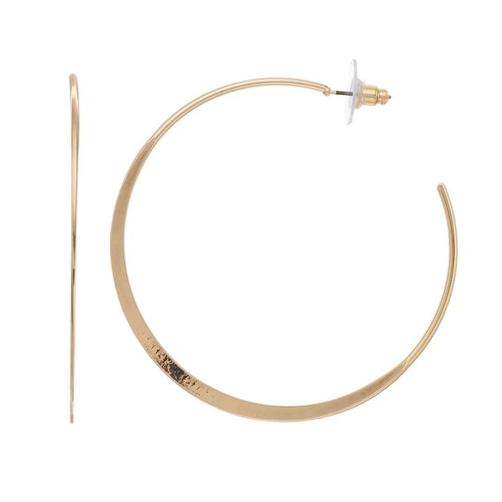 Gold Tone Flat Hoop Nickel Free Earrings, Women's