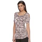 Women's Jennifer Lopez Ruched Cold-shoulder Tee, Size: Xxl, Light Pink