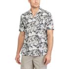 Men's Chaps Classic-fit Floral Performance Button-down Camp Shirt, Size: Medium, Black