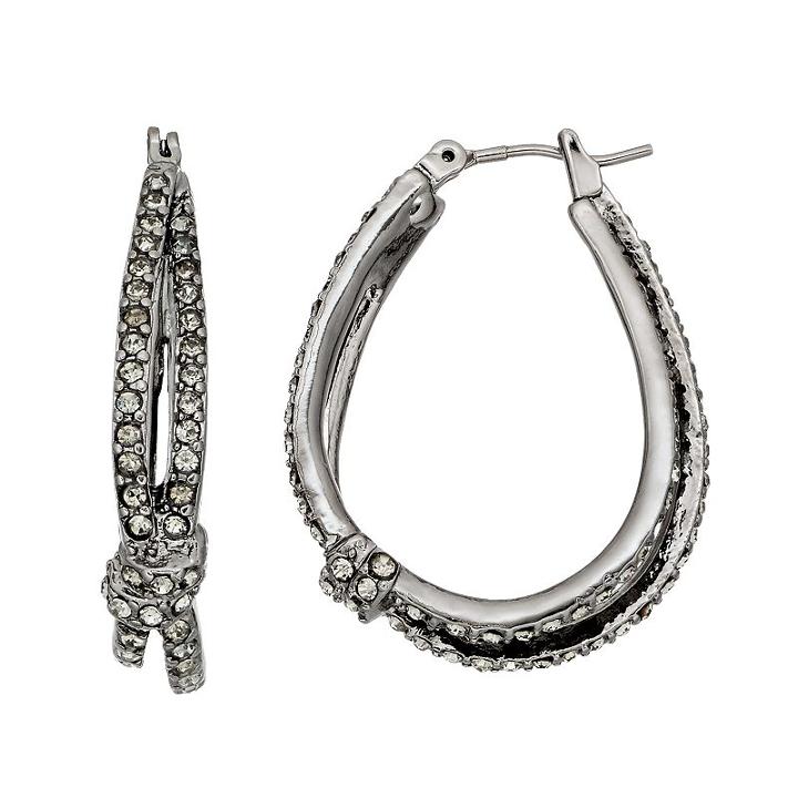 Simply Vera Vera Wang Banded Crisscross U Hoop Earrings, Women's, Black
