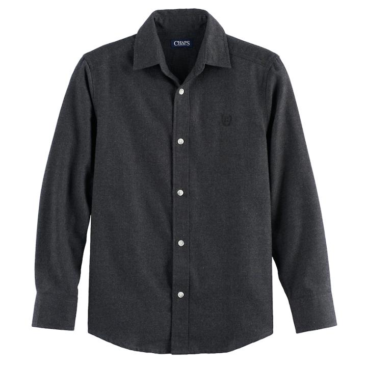 Boys 4-20 Chaps Solid Flannel Button-down Shirt, Size: 6-7, Black