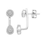Sterling Silver Diamond Accent Teardrop Front-back Earrings, Women's, White