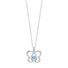 Sterling Silver Blue Topaz & Lab-created White Sapphire Butterfly Pendant, Women's, Size: 18