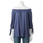 Women's French Laundry Smocked Off-the-shoulder Top, Size: Medium, Blue Other