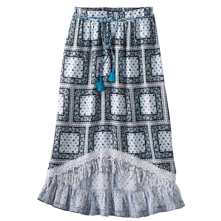 Disney D-signed Pirates Of The Caribbean: Dead Men Tell No Tales Girls 7-16 Paisley Printed High-low Maxi Skirt, Size: Medium, Ovrfl Oth