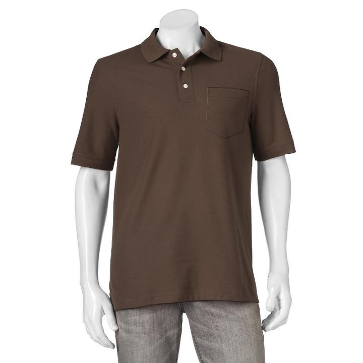 Men's Croft & Barrow&reg; Performance Pocket Pique Polo, Size: Small, Brown