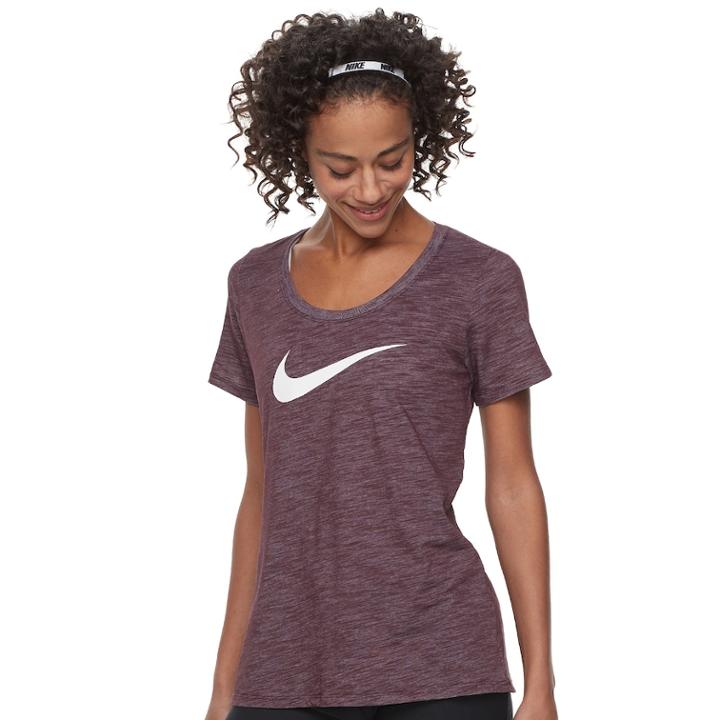Women's Nike Swoosh Short Sleeve Graphic Tee, Size: Medium, Dark Pink