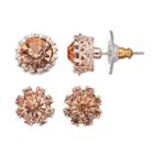Pink Faceted Stud Earring Set, Women's