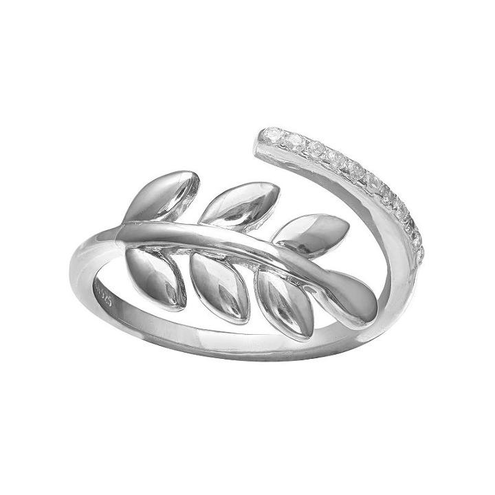Primrose Sterling Silver Cubic Zirconia Vine Bypass Ring, Women's, Size: 6, White