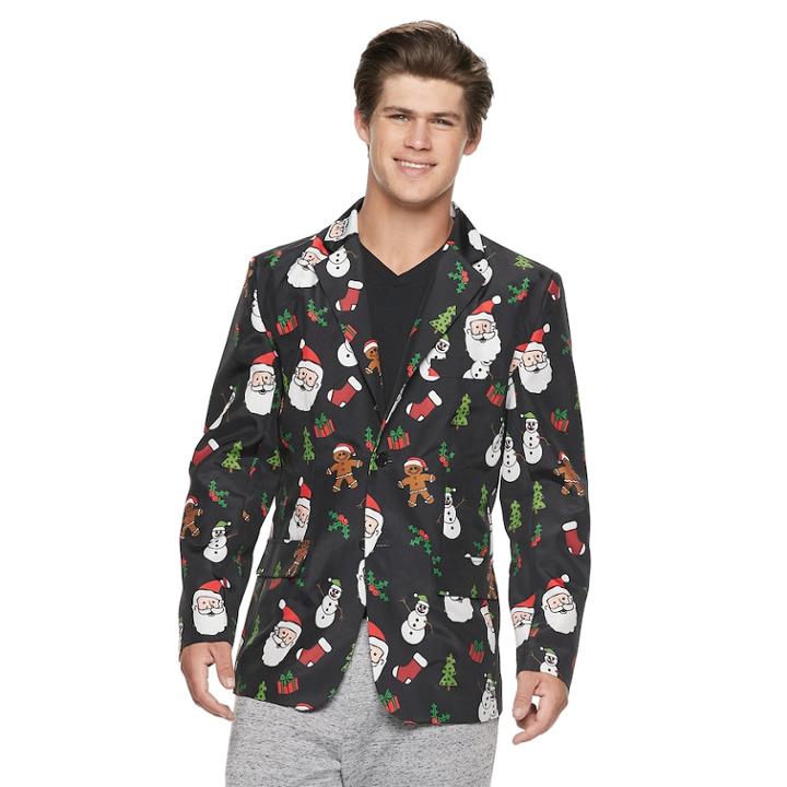 Men's Christmas Icons Blazer, Size: Small, Black