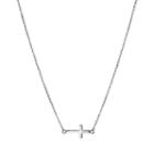 Stainless Steel Sideways Cross Necklace, Women's, Size: 24, Grey