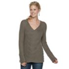 Women's Sonoma Goods For Life&trade; Button Accent V-neck Sweater, Size: Small, Med Brown